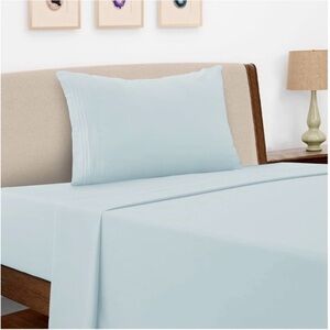 🆕- LDC Lux Decor Collection 4Pc Bed Sheet Set-Queen Ice Blue. NWT